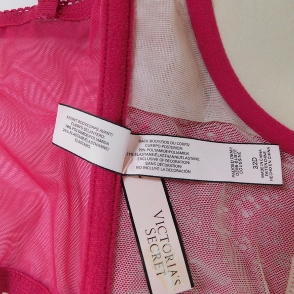 NWT!! VICTORIA’S SECRET Padded Demi-Buste Cousinne Longline Lace Bra 32D - Picture 13 of 16